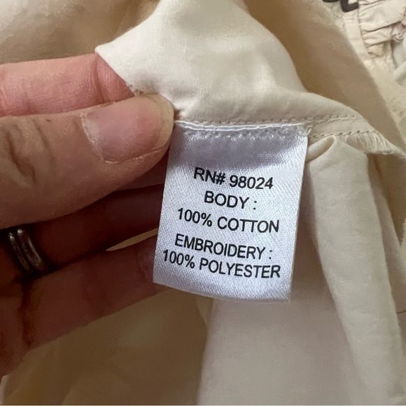 Anthropologie LOVE THE LABEL Sonora Flutter Sleeve Eyelet Top Cloud Cream Sz XS - Picture 9 of 10